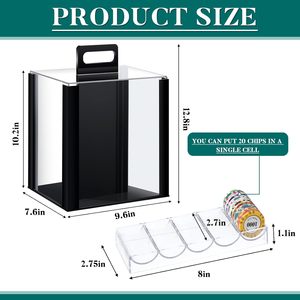 Suministro de fábrica 1000ct caja portadora de fichas de póquer de acrílico transparente incluye 10 estantes de almacenamiento 43mm Casino Poker Chip - Product Image 3