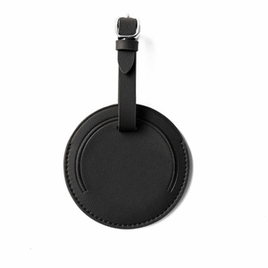 New round PU leather luggage <b>tag</b>, <b>suitcase</b> registration <b>tag</b>, leather hang <b>tag</b>, identification <b>tag</b>, logo printable. - Product Image 3