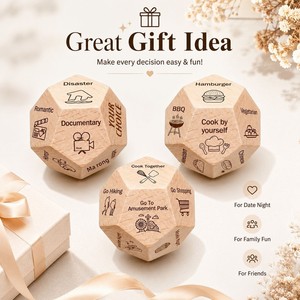 Dés à jouer en bois de hêtre multifacettes personnalisés avec logo, pour jeux de bar et cadeaux promotionnels, vente en gros - Product Image 5