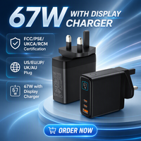 Chargeur mural USB Type-C HNT 67W GaN PD QC3.0 avec OTP pour téléphones, ordinateurs portables, tablettes, appareils photo et usage industriel 17/16/15