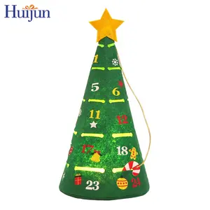 Wholesale Festival Holiday Light Up Countdown 24 days LED Small Fabric Christmas Tree With Candy Cane Xmas Decor Tabletop