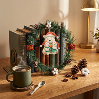 Karangan Bunga Natal Jarum Pinus Buatan Semi-Handmade Ganglong Terbaru dengan Hiasan Beruang 18cm Gaya Eropa Amerika untuk Pintu