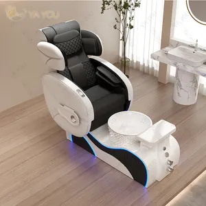 클래식 럭셔리 흑백 컬러 유리 섬유베이스 페디큐어 의자 서핑 기능이있는 전신 마사지 발 마사지 의자