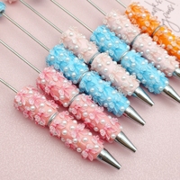 B7057 Nouveaux stylos perlés colorés avec nœud, faits à la main, mignons, pour la création de bijoux DIY, fournitures scolaires et de bureau, articles d'artisanat