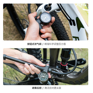 Pompe à vélo portable haute pression Bolany 300Psi avec adaptateur de buse en alliage noir et argent - Product Image 4