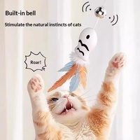 Jouet interactif pour chat Zoyi, simulation d'oiseau, en acier et PP, avec plumes amusantes et clochette, jouet de chatouillage à long manche