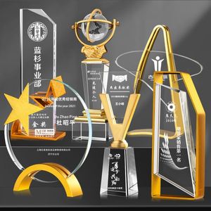 Guangzhou <b>Wholesale</b> New Design Eco-Friendly Laser Engraved Sports Style Metal Crystal Trophy <b>Award</b> Custom Antique Gold <b>Award</b> - Product Image 3