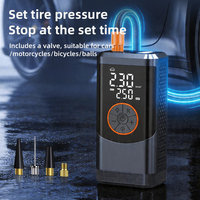 Gonfleur de pneus numérique sans fil à double écran ABS 150 PSI 20 L/min Pompe à air 3000 mAh 5 modes prédéfinis LED SOS Power Bank Type-C