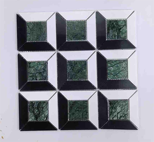Mosaici Waterjet all'ingrosso di mattonelle di <span class=keywords><strong>mosaico</strong></span> di marmo bianco di Design moderno per la parete interna di Parquet caratteristica grafica - Product Image 1