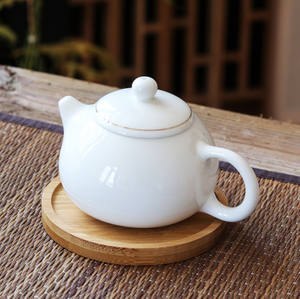 コーヒーティーポットトレイコースターマットを提供する丸い竹のテーブル - Product Image 4