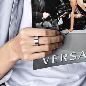 Minimalist <b>Titanium</b> Steel <b>Ring</b> 8mm Matte Brushed Unisex Jewelry Gift - Product Image 2