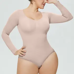 Fajas colomwomen as kadın zayıflama uzun kollu vücut şekillendirici dikişsiz artırıcı popo kaldırıcı karın kontrol Shapewear Bodysuit