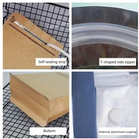 Sac de café en biscuit mylar à fond plat imprimé personnalisé emballage en plastique avec fermeture éclair avec valve pour le stockage des aliments
