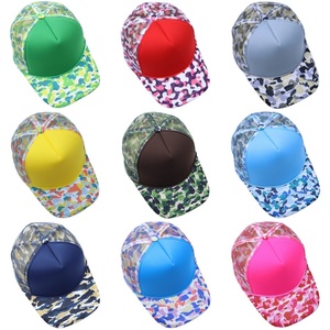 Custom Logo Two Tone Baseball <b>Cap</b> Summer Mesh Rope <b>Cap</b> with Adjustable Snapback Strap Blank Mesh Foam Trucker Hats for Men <b>Women</b> - Product Image 2