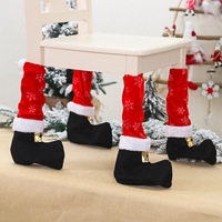 Housse de pied de table en fausse fourrure rouge flocon de neige pour chaise de bar de salle à manger, vente en gros, fournisseur de décorations de Noël en vrac