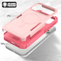 Funda Híbrida 2 en 1 de TPU y PC con Anillo Magnético Resistente para iPhone 16 17 18 Pro Max, Carcasa Protectora a Prueba de Golpes con Protección para la Cámara