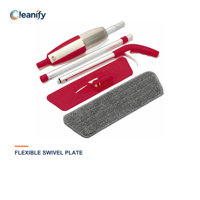 Serpillère flexible pivotante avec tête plate de 35x9,5 cm pour nettoyage des sols sans angle mort, manche en aluminium de 120 cm