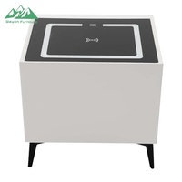 Chevet intelligent minimaliste de technologie moderne : station de recharge sans fil + haut-parleur Bluetooth, meuble de chevet en verre trempé pour la maison