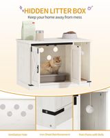 Enclos pour litière de chat style ferme avec portes à charnières en X, trous de ventilation, maisonnette cachée pour animaux de compagnie, table d'appoint pour chats d'intérieur