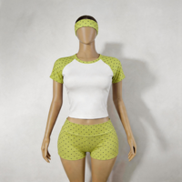 Ensemble 2 pièces chic pour femme : haut à manches raglan imprimé pois et short taille haute – Tenue d'été personnalisable avec logo, petite série 2026