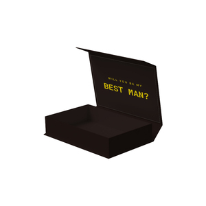 HENGXING Custom Christmas Wedding Gift <b>Boxes</b> for Groomsman Best Man Magnetic <b>Black</b> Medium Matt Lamination UV Coating Embossing - Product Image 4