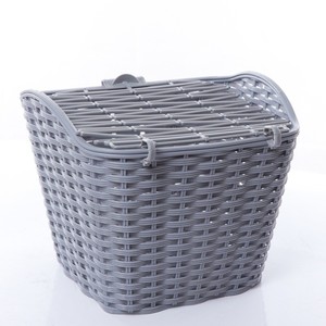 ตะกร้าพลาสติกสำหรับจักรยาน 34x27x26 ติดแฮนด์จักรยาน สีเทา ทนทาน - Product Image 1