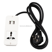 Câble d'extension Fynova Triple Prise Double USB Sans Soudure, Cordon de Charge Multi-Ports, Prise Encastrable pour Meubles UK AU CN