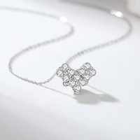 Collier flottant en moissanite GRA VVS micro-pavée 2,5 mm, forme cœur pixel créative et déformable, bijoux en argent 925 plaqué or