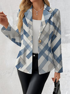 Chaquetas de Traje de Negocios para Mujer, Tejidas, de Terciopelo a Cuadros, con Cierre de un Solo Botón, para Otoño - Product Image 2