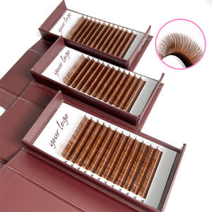 NUEVA TENDENCIA Pestañas de Fibra PBT Coreana Suave Color Marrón Bandejas de Pestañas Marrón Oscuro Extensiones de Pestañas de Volumen 0.03 0.05 0.07 Volumen Ruso Mega - Product Image 3