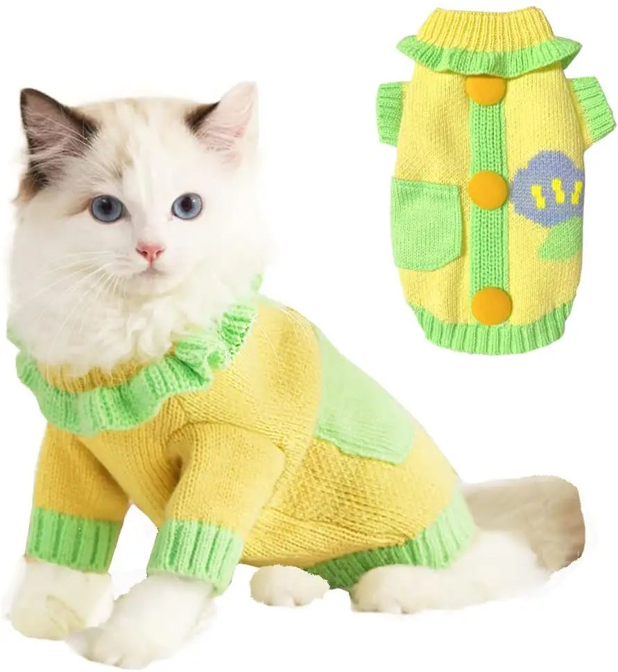 Herfst Winter Huisdier Kleding Warm Puppy Kitten Gebreide Knus Doggy Vest Sweatshirt Voor Kleine Honden Katten Puppy 'S Koude Seizoenen Lente