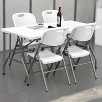 Ensemble de table et chaises pliantes en plastique blanc LIHENG, table pliante portable pour l'extérieur, chaise pliante pour pique-nique, camping, table pliante pour événements