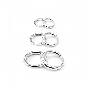 Boucles d'oreilles créoles en acier inoxydable 1.6x6mm 1.6x8mm 1.6x10mm 1.6x12mm pour usage quotidien, bijoux fins - Product Image 1