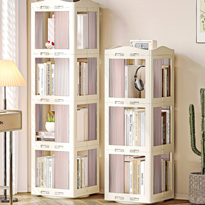Estantería de esquina giratoria para sala de estar, hogar, oficina, almacenamiento de ahorro de espacio, estantería <span class=keywords><strong>plegable</strong></span> multifuncional - Product Image 6