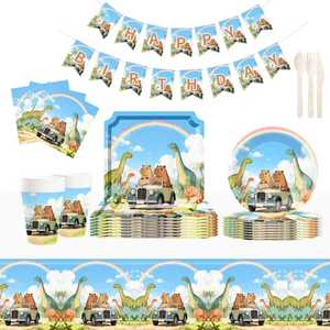 Platos de Papel de Dinosaurio DAMAI, Decoraciones Desechables para Fiesta de Dinosaurios, Suministros para Fiestas, Vajilla para Fiesta de Cumpleaños, Juego para 8 Personas - Product Image 1