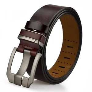 YiWu Factory Wholesale Custom Fashion Decorative pattern Men's Leather Belt Men Waist Belt Pin Buckle Genuine Leather Belt