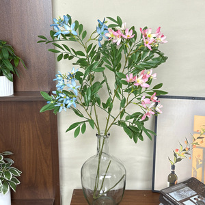 ดอกไม้ประดิษฐ์ Jinxi ก้านเดี่ยว ผ้าไหม สีชมพู สีฟ้า สำหรับตกแต่งงานแต่งงานและบ้าน - Product Image 1