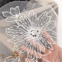 DELACE JB Délicat Floristique Brodé Dentelle Lumineux Paillettes Fleur Pièces Perlé Broderie Patch Robe De Mariée Accessoires