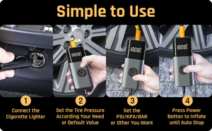 ポータブル150PSIエアコンプレッサー正確な圧力LCDディスプレイタイヤインフレーターカーオートバイ自転車用ワンクリックスマートポンプ詳細 - Product Image 5