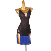OCTLQ284 robe de performance de compétition robe de danse latine à pompons jupe de danse Cowboy Cha Cha en maille entièrement diamantée
