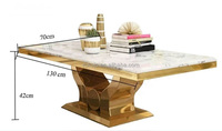 Table basse italienne classique d'acier inoxydable d'or argenté de conception Table centrale moderne de dessus de marbre Offre Spéciale