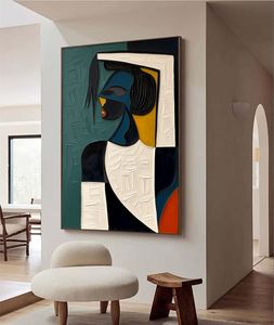 Quadro a Olio Astratto Dipinto a Mano in Stile Picasso, Grandi Dimensioni con Colori <span class=keywords><strong>Moderni</strong></span> e Texture 3D, Arte da Parete per Arredo Casa - Product Image 3
