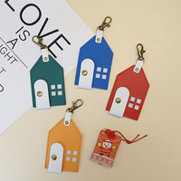 Porte-amulette personnalisé en cuir PU japonais en forme de maison, porte-clés portable, étui à amulette mignon, sac de rangement, breloque, porte-clés de voiture