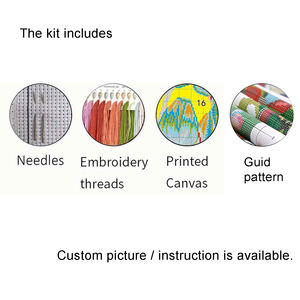 <span class=keywords><strong>Kit</strong></span> de Bordado à Mão para Iniciantes com Padrão de Flores da Costa do Pôr do Sol DIY Kits de Ponto Cruz - Product Image 4