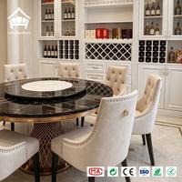 Table Ronde Moderne Minimaliste avec Plateau en Marbre et Plateau Tournant – Service Complet de Mobilier pour Projets de Villas et Manoirs