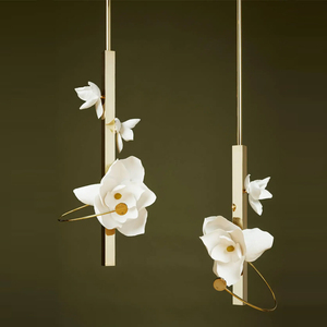 Lustre moderne en forme de fleur de gardénia, <span class=keywords><strong>luminaire</strong></span> suspendu LED, style français, <span class=keywords><strong>suspension</strong></span> romantique, lampe en céramique suspendue, luminaires d'intérieur - Product Image 2