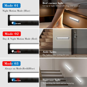 Modern <b>Indoor</b> LED Cabinet Motion <b>Sensor</b> <b>Lights</b> Dimmable Rechargeable Wireless Stick-On Night <b>Light</b> for Stairs Closets & Cabinets - Product Image 3