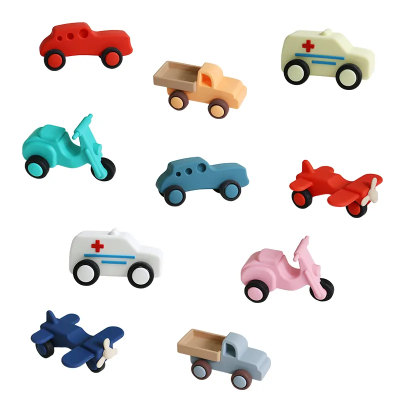 BPA Free Food Grade Safe Silicone Vehicle truck Toys for Babies running cars plane motorcycle Playing toy