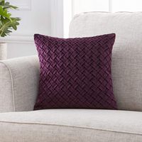 Housse de coussin décorative de luxe en velours à points carrés avec motif texturé en peluche pour coussin de soutien dorsal, couleur prune