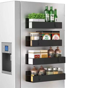 Organisateur magnétique pour réfrigérateur à fixation latérale avec étagères multi-niveaux, idéal pour ranger les épices, les huiles et les condiments dans la cuisine - Product Image 1